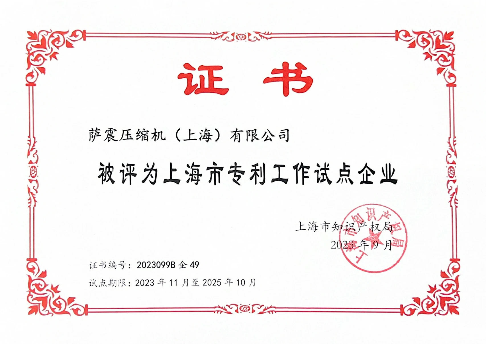 上海市金山专利试点企业